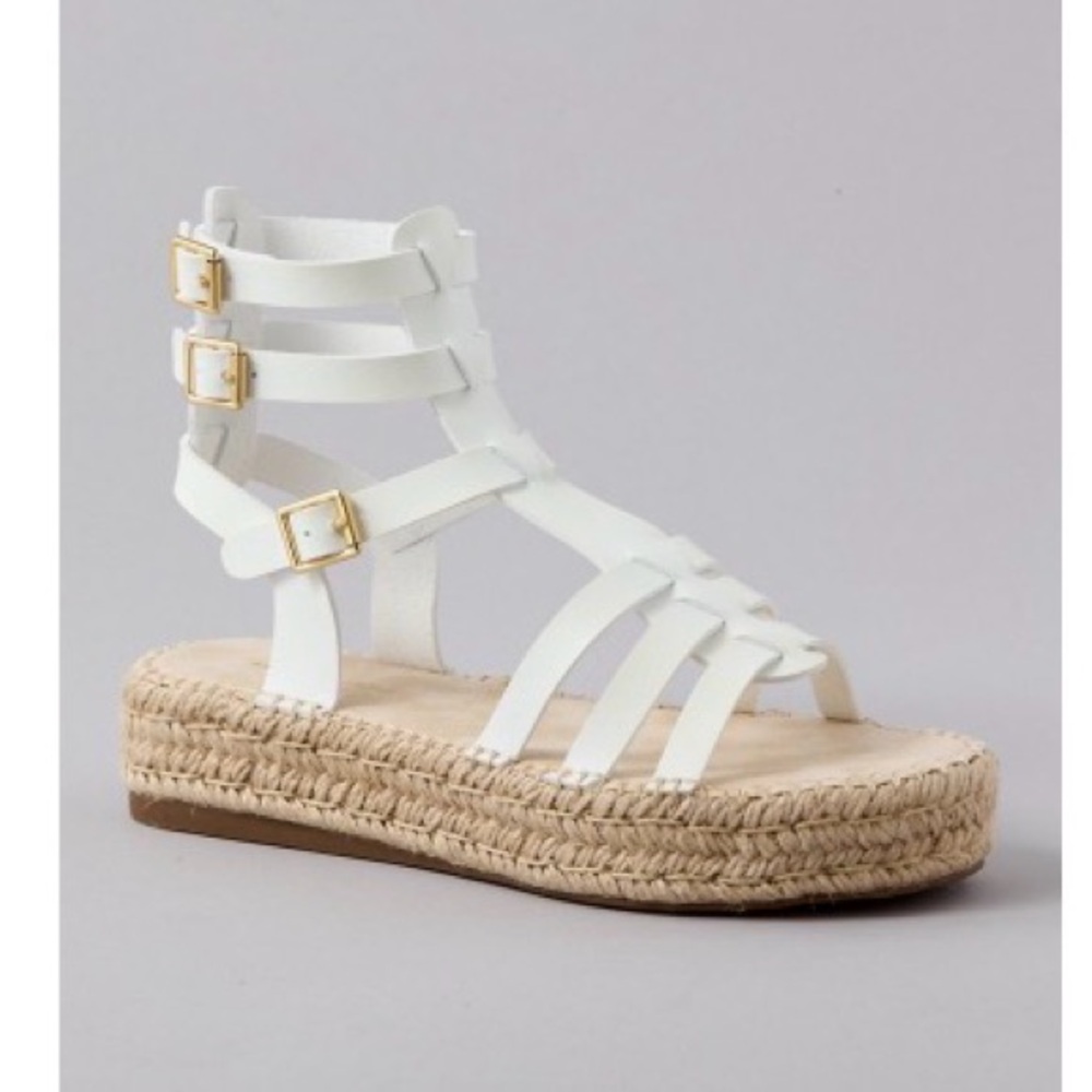 American Eagle Outfitters White Strappy Espadrille Platform Sandals